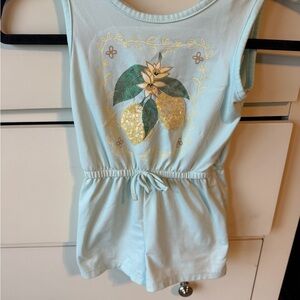 btween Light Blue Lemon Sequin Romper